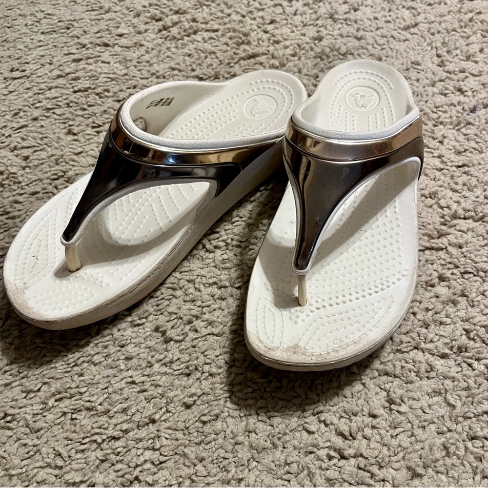 White Platform Croc Sandals Size 7